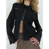 Vintage Cargo Style Denim Jacket