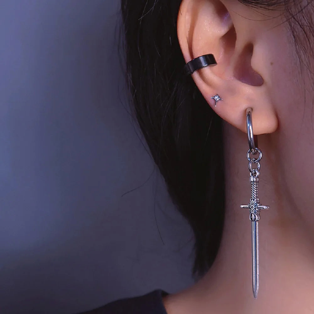 Gothic Vintage Sword Cross Dagger Earring