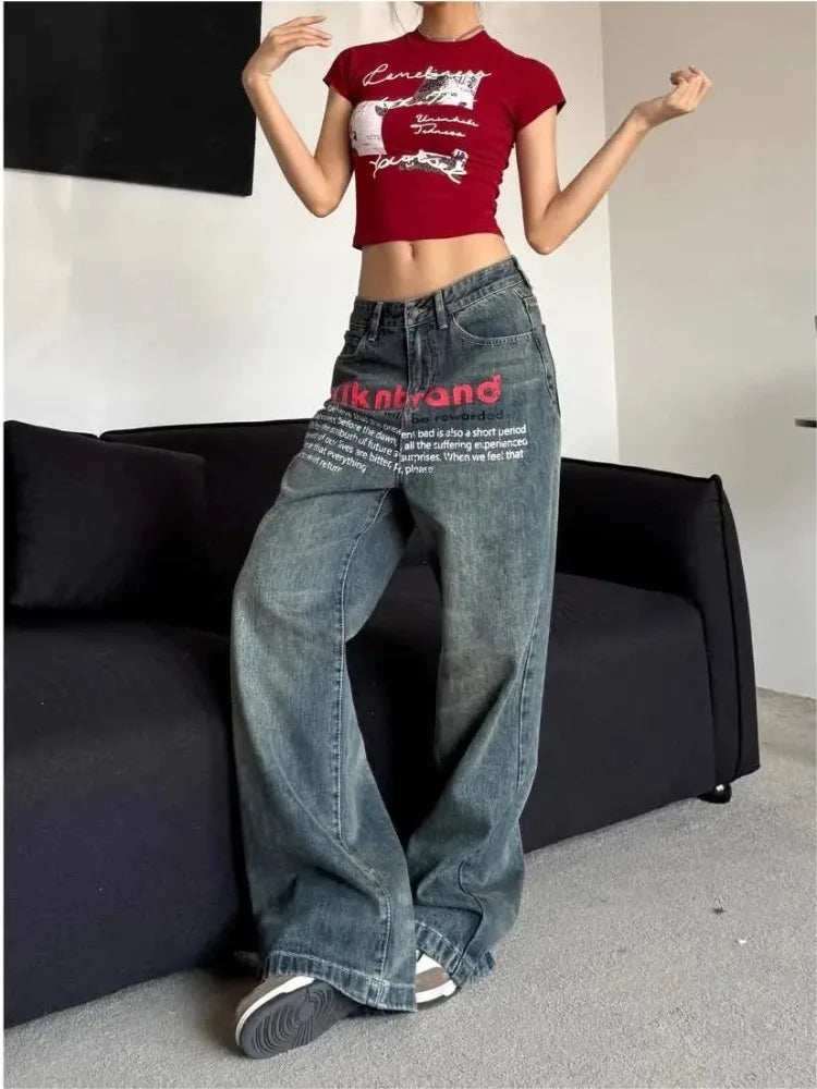 Vintage Gothic Baggy Letter Pant