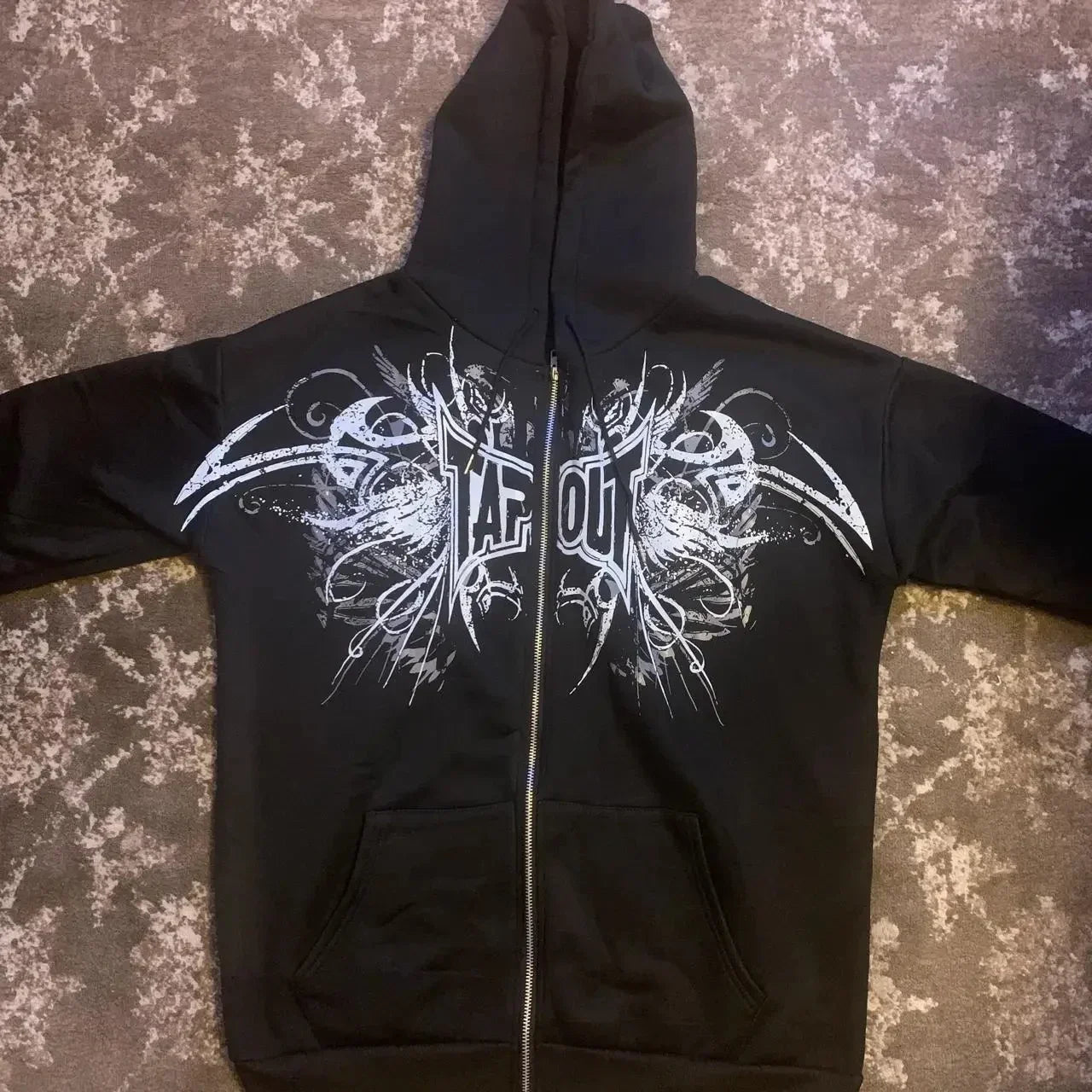 Gothic Rock Letter Embroidery Hoodie
