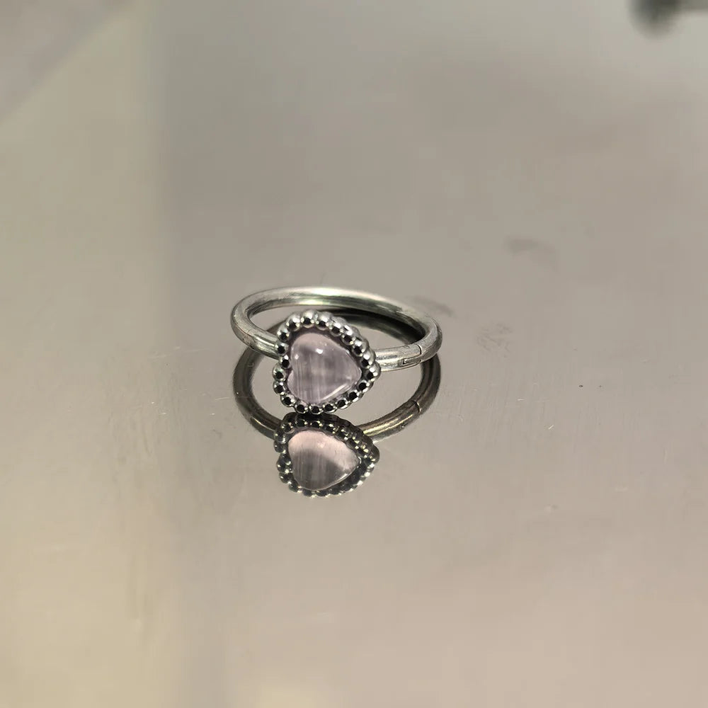 Heart Cat Eye Stone Titanium Steel Lip Stud