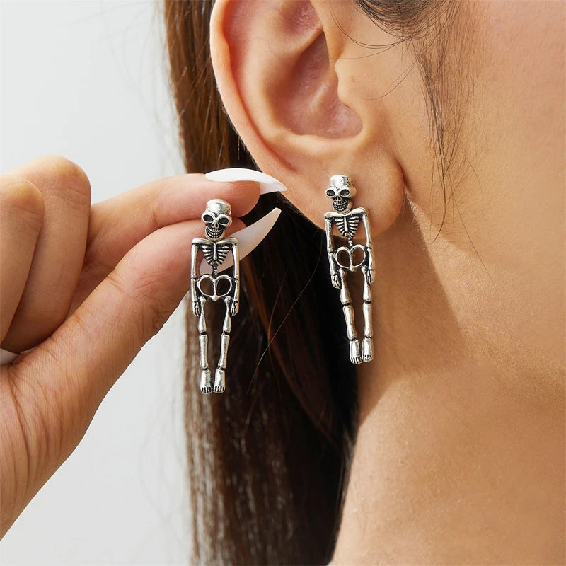 Vintage Skeleton Antique Gold Drop Earring