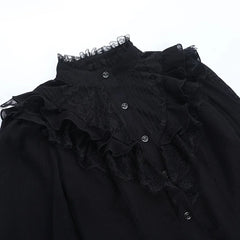 Embroidered Mesh Flare Sleeve Blouse