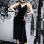 Backless Velvet Lace Patchwork Midi Dress