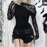 Dark Gothic Mesh Patchwork Blouse