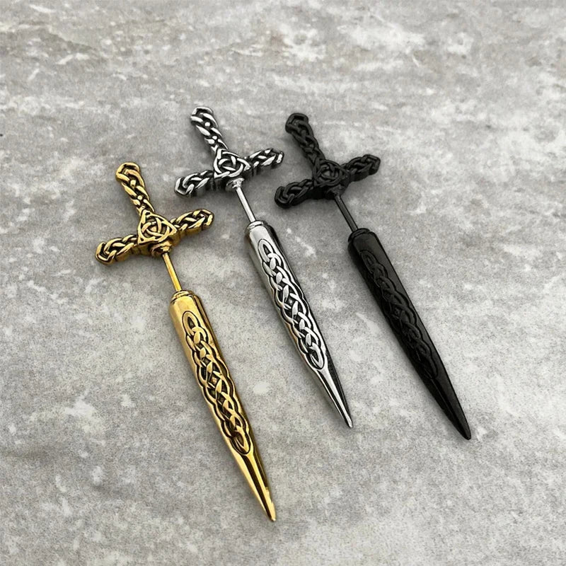 Steel Punk Gothic Sword Dagger Stud Earring