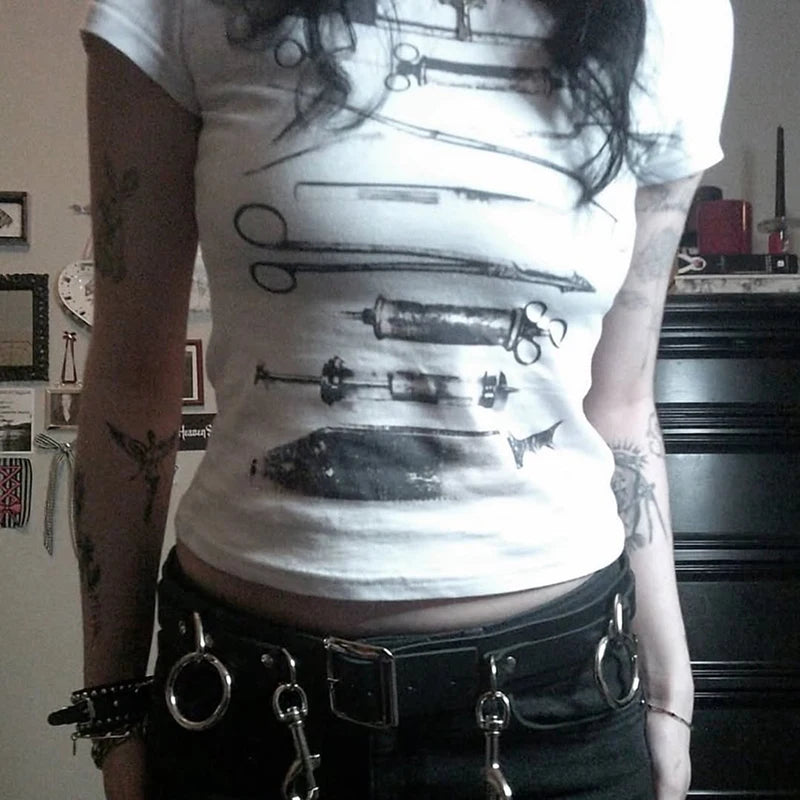 Fairy Grunge Letter Print Cotton T-shirt