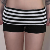 Fold Over Striped Knit Short