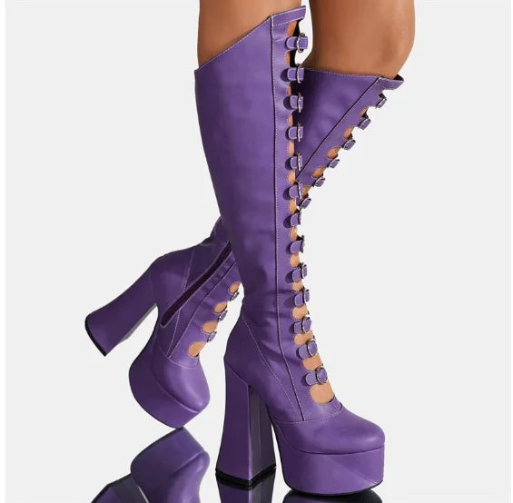 Gullick Black Platform Knee High Gothic Boot