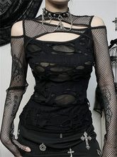 Gothic Mesh Mock Neck Sheer Blouse