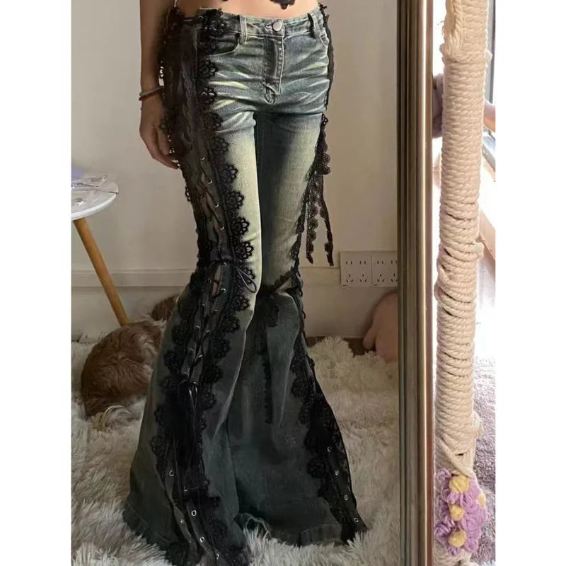 Lace-up Gothic Flare Bootcut Pant