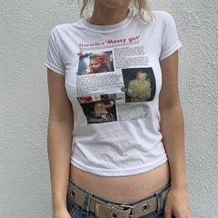 Gothic Letter Print Crop Cotton T-shirt