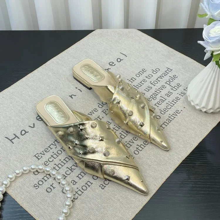 Leather Rivet Flat Gothic Sandal