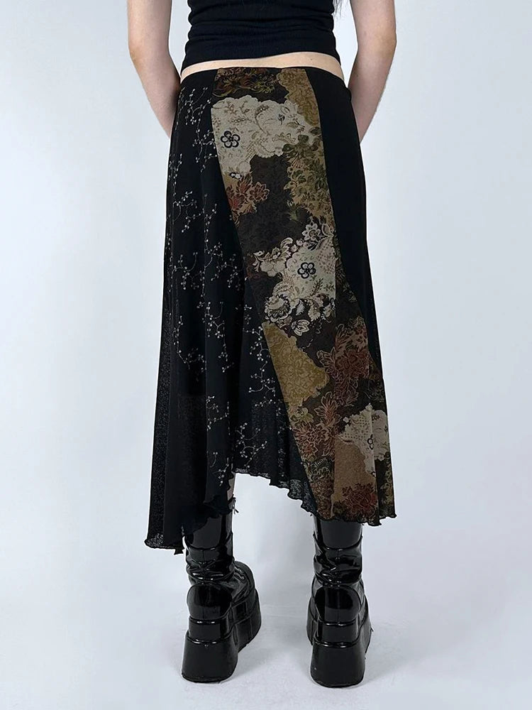 Floral Mesh Holiday Casual Skirt