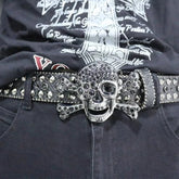 Punk Gothic Skull Diamond Rhinestone Belt