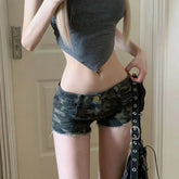 Geometry Embroidery Denim Short