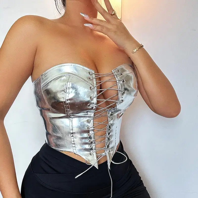 Lace Up Hot Girl Waist Cardigan Crop Top
