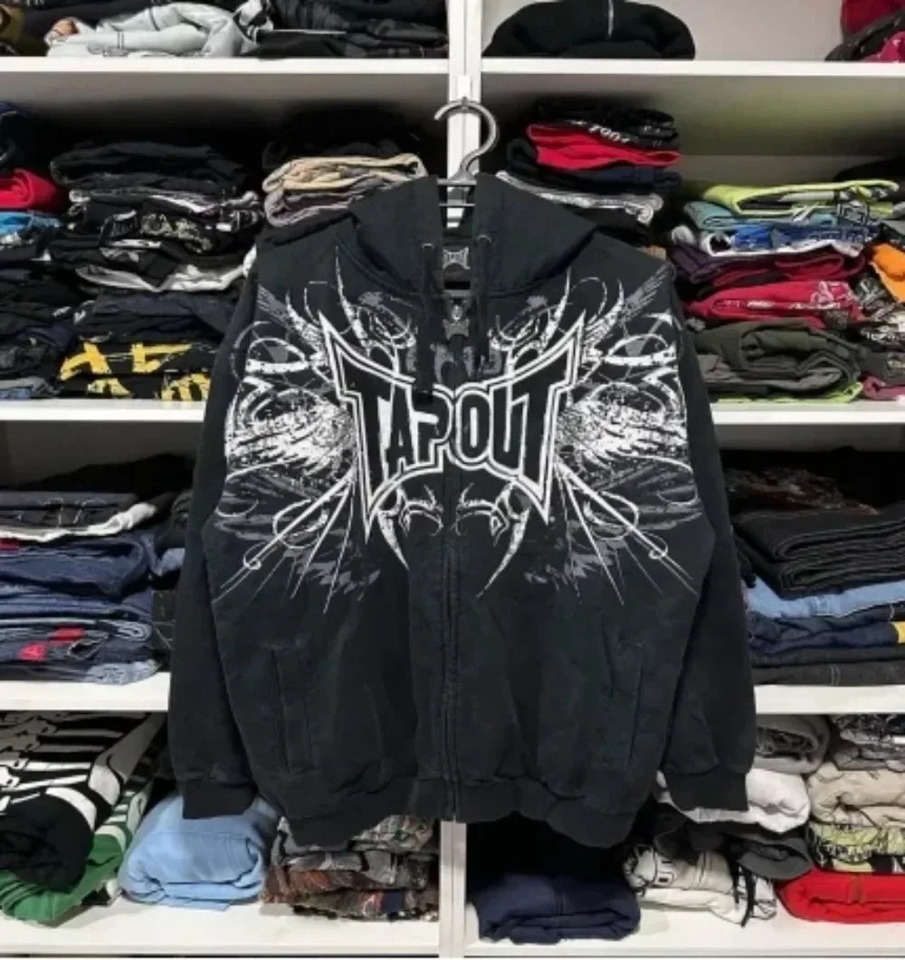 Gothic Skull Pattern Zip Hoodie