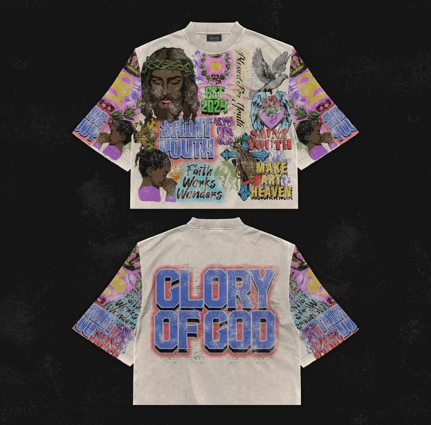 Rock Hip Hop Letter Patch Cotton T-shirt