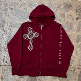 Gothic Red Oversize Zipper Hoodie