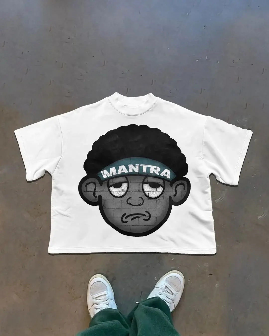 Comic Print Round Neck Cotton T-shirt