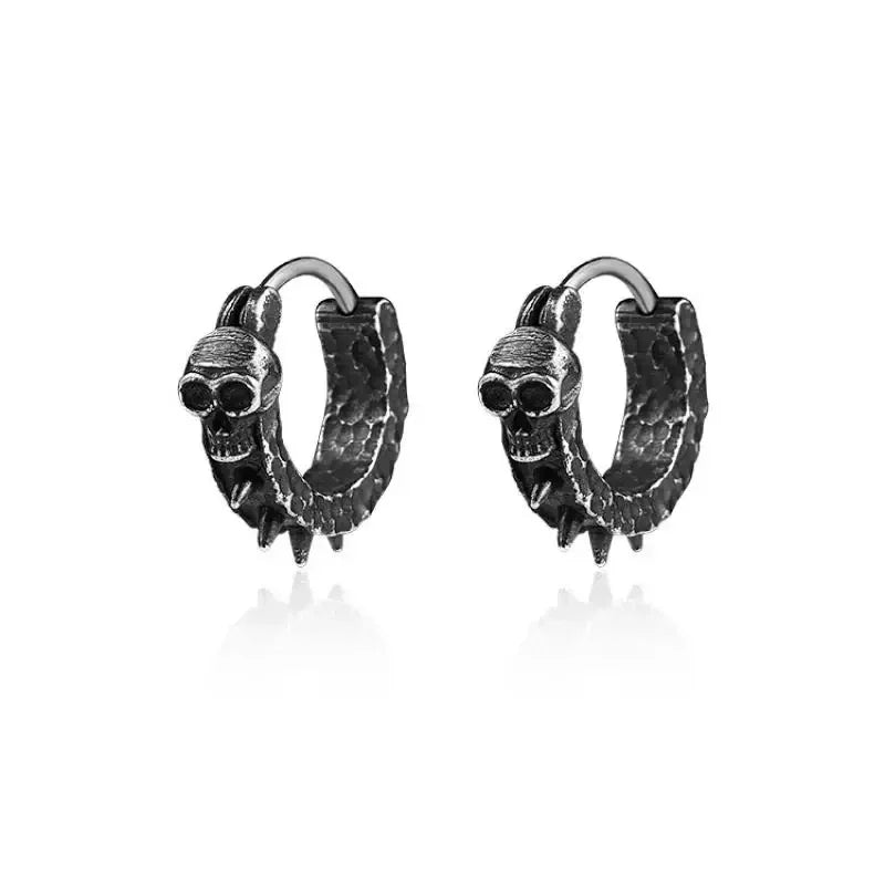 Gothic Black Skull Awl Rock Statement Earring