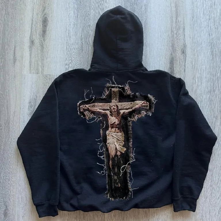 Gothic Hip Hop Graphic Print Hoodie