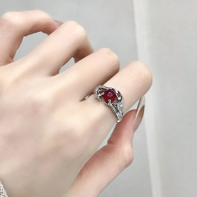 Y2K Gothic Irregular Stone Animal Ring