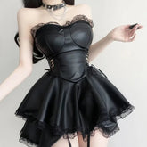Hollow Tie Lace Mini Dress