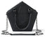 Pentagram Punk Darkness Gothic Star Black Soft Leather Chain Women Handbag / (30Cm Halloween