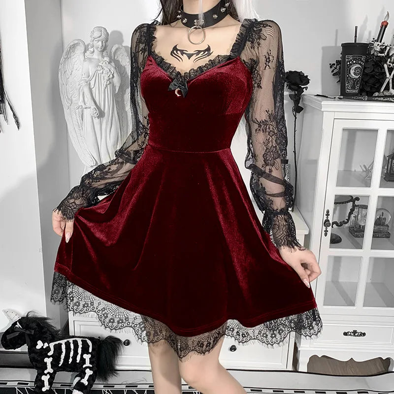 Solid Lace V-Neck Mini Dress