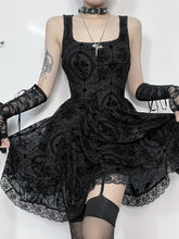 Dark Tie Lace Hem Mini Dress