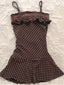Y2K Vintage Polka Dot Print Ruffle Cami Mini Dress