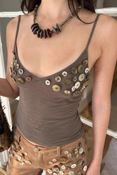 Gothic Button Slim Fit Tank Top