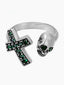 Retro Green Diamond Cross Ring