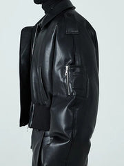 Short Thick PU Leather Jacket