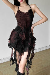 Slim Solid High-Waisted Halter Backless Mini Dress