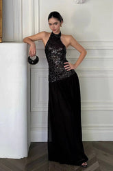 Black Sequin Statement Maxi Dress
