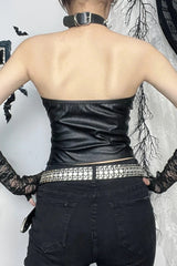 Y2K Cyber Punk PU Leather Bandage Corset