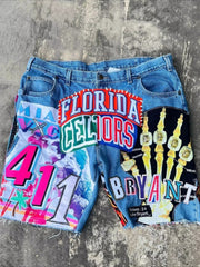 Retro Y2K Patchwork Baggy Denim Shorts