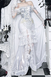 Gothic Court Embroidery High Slit Skirt