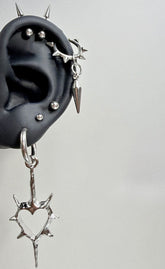 Gothic Thorn Heart Stud Earrings