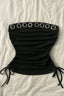 Ring Detail Strapless Drawstring Crop Top
