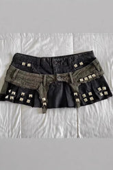 Vintage Rivet Splicing Denim Skirt