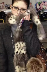 Leopard Print Y2K Faux Fur Scarf