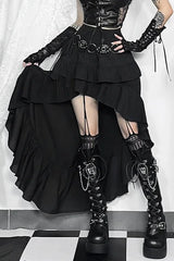 Goth Dark Kawaii Tiered Irregular Hem Skirt