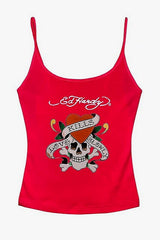 Vintage Skull Rose Print Cami