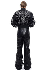 Printed Leather Motorcycle Jacket