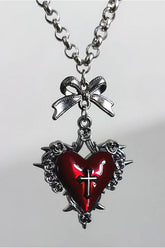 Gothic Heart Bow Cross Necklace