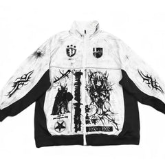 Y2K Goth Dark Cross Letter Print Coat
